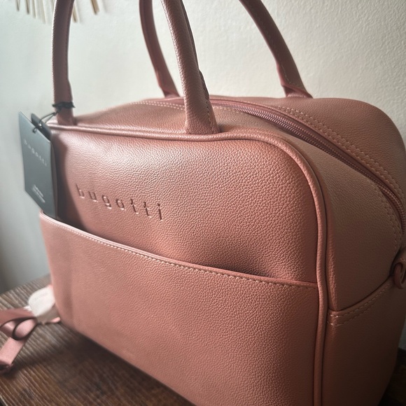 Bugatti Pink Duffle Bag Weekender with Crossbody Strap Vegan Leather NWT - Picture 5 of 10